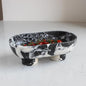 Natural Oval Calacatta Black Marble Fruit Bowl for Kitchen Counter 10", Large Decorative Bowl Two-Legs for Home Decor, Fruits Holder For Dining Table - Kitchen Organization