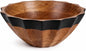 Folkulture Black Wave Salad Bowl | 11” Large Mango Wood Serving Bowl by FOLKULTURE