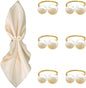 6 Pcs Gold Napkin Rings - Pearl Napkin Rings,Metal Napkin Ring for Table Settings Wedding Christmas Party Dinner Table