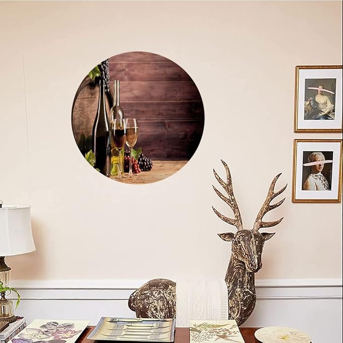 Ceramic Display Plate, Wine Ceramic Hanging Decorative Plate, Rustic Viticulture Concept, 8 Inch, Living Room Kitchen Decoration Household, Brown Green Light Brown