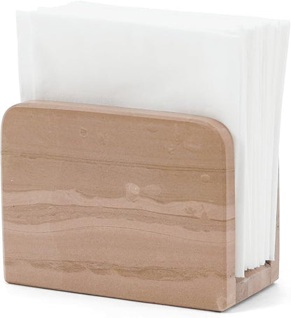 Marble Mini Napkin Holder 3" x 4" Inch Natural Brown Finish Napkin Organizer by MarblousKrafts