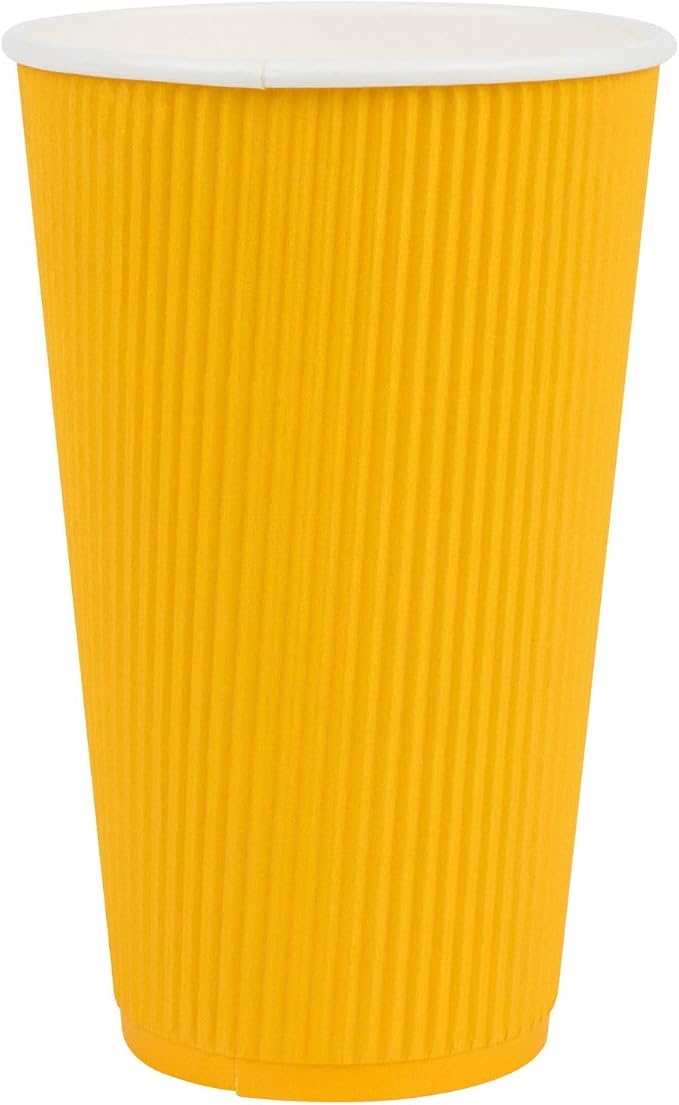 Restaurantware Ripple Wall Coffee Cups 500 Count 16 Ounce Insulated Yellow - Image 2