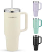 HAUSHOF 40 oz Tumbler with Handle and Straw, Insulated Stainless Steel Coffee Tumbler with Tritan Lid, Double Walled Travel Mug Water Bottle Cup, Large Tumbler for Hot and Cold Drinks