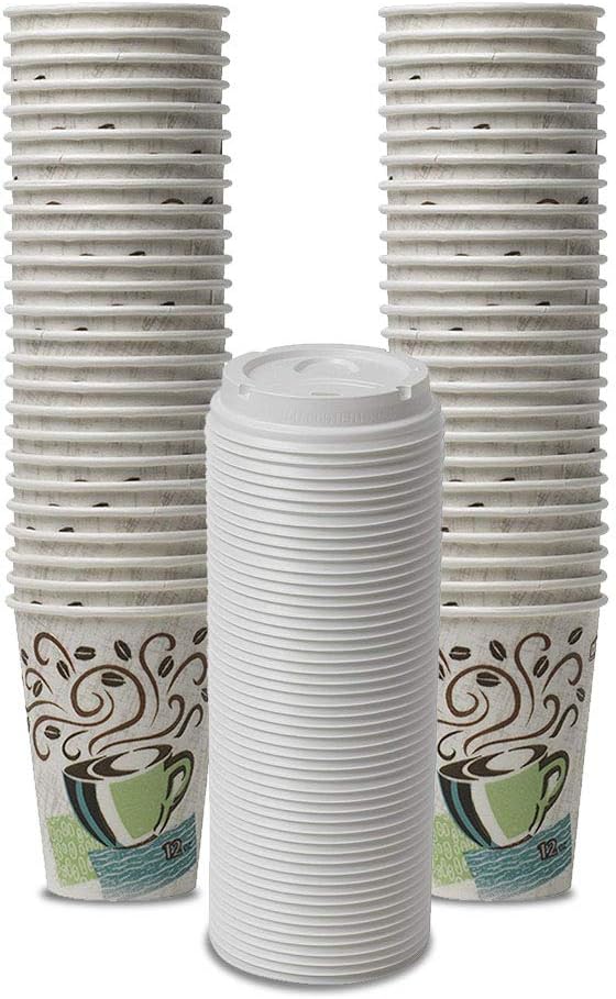 Dixie PerfecTouch WiseSize Coffee Design Insulated Paper Cup, 12oz Cups and by Unknown
