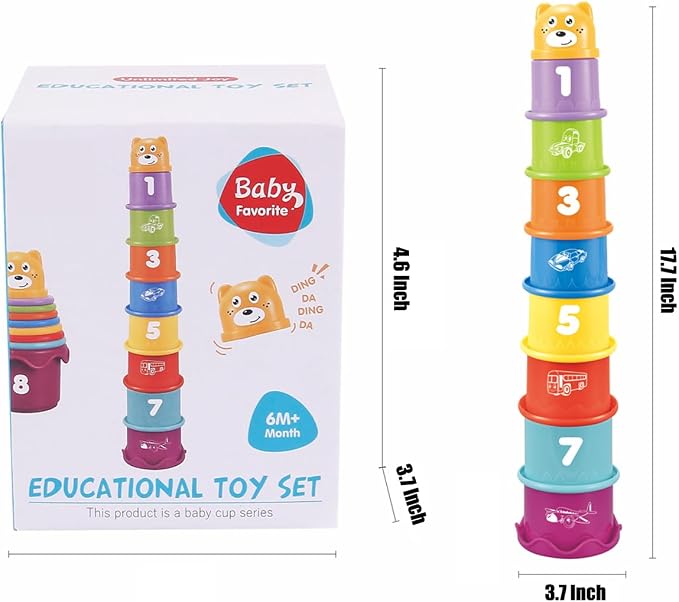 Baby Stacking Nesting Cups Toys, Baby Toys 6 to 12 Months, Montessori Toys - Image 5