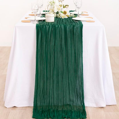 2 Pack Emerald Green Cheesecloth Table Runner 10ft Sheer Gauze Decor | - Image 6