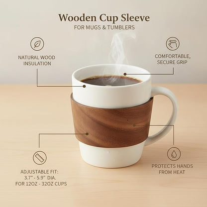 Office Desk & Home Coffee Station Accessory, Wooden Cup Sleeve - Image 5