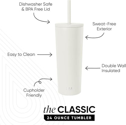 Simple Modern Iced Coffee Tumbler, Insulated | 24oz | Cream | Reusable - Image 2