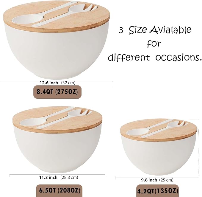 11.3" Extra Large Salad Serving Bowl Set - Image 2