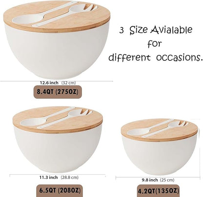 10” Bamboo Fiber Large Salad Serving Bowl Set - Image 3