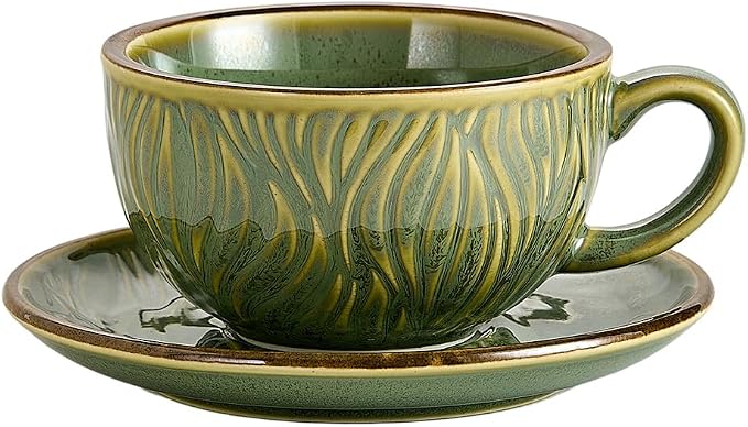 Coffeezone Vintage Design 12 oz Ceramic Latte Art Cappuccino Barista Cup by Coffeezone