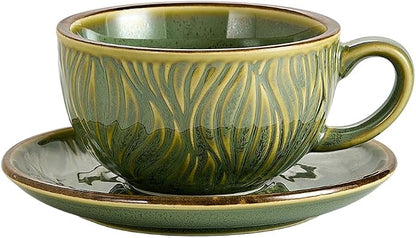 Coffeezone Vintage Design 12 oz Ceramic Latte Art Cappuccino Barista Cup by Coffeezone