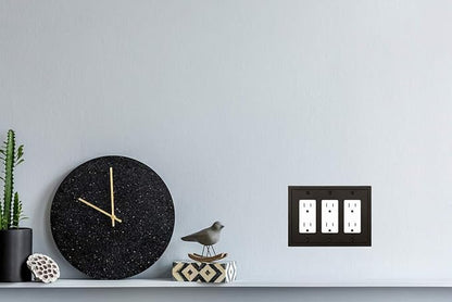 Henne Bery Modern Edge Decorative Wall Plate Switch Plate Outlet Cover, Durable Solid Zinc Alloy (Triple Decorator, Matte Black)