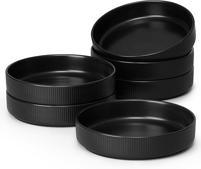 E-far Pasta Bowls Set of 6, 35oz Large Salad Bowl Plate by E-far