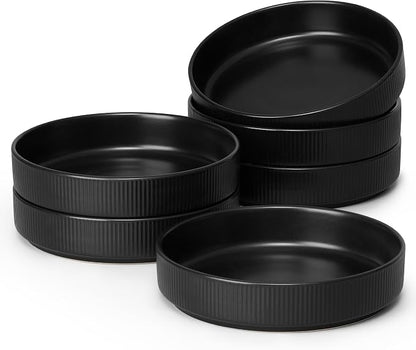 E-far Pasta Bowls Set of 6, 35oz Large Salad Bowl Plate by E-far