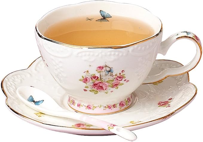 Jusalpha 16pcs Vintage Porcelain Flower Series Tea Set - Image 2