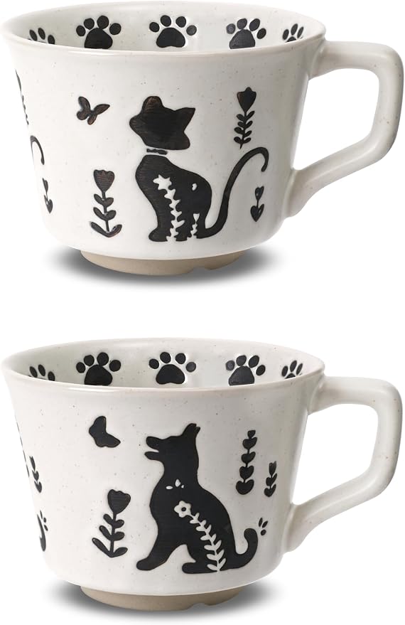11 oz Ceramic Coffee Mug, Stoneware Teacup by LINVIA
