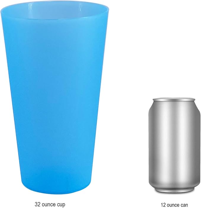 32 oz Plastic Cups Large Reusable set 12, Plastic Tumblers Bright | Food Grade - Image 7