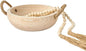 OMISHE Paulownia Wood Bowl, Decorative Bowl for Home Decor, Natural Handmade Dough Wooden Bowl, Rustic Round Serving Bowl with Rope Handle and Wood Bead Garland for Tabletop Centerpiece Decor
