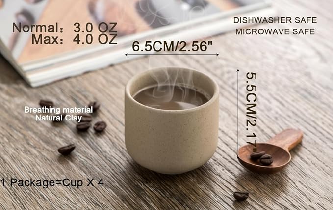 Ceramic teacups set of 4, No Handle Chinese KungFu Tea cups, 3 oz Teacups - Image 9