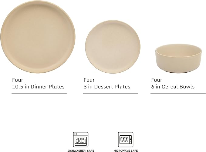 Gibson Elite Pasco 12 Piece Plates and Bowls Reactive Glaze Dishes Stoneware - Image 2