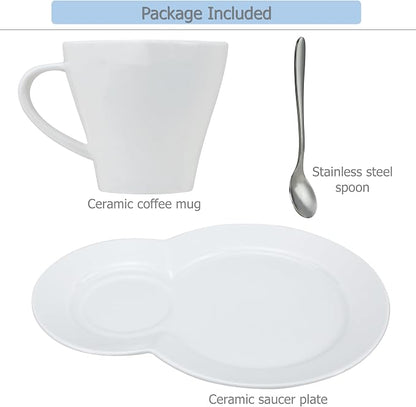EIKS Ceramic Coffee Mug with Saucer Plate and Spoon, Mug Capacity 230ml | - Image 6