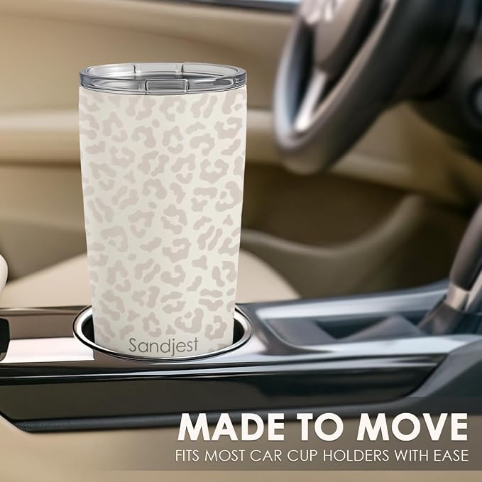 SANDJEST Leopard Print Tumbler 20oz Stainless Steel Insulated, Bow Gifts - Image 6