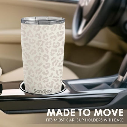 SANDJEST Leopard Print Tumbler 20oz Stainless Steel Insulated, Bow Gifts - Image 6