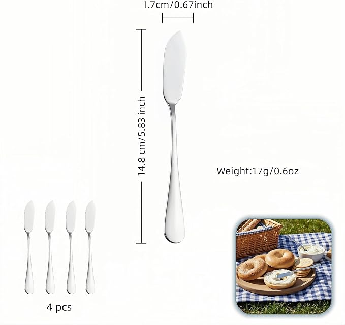Stainless Steel Butter Knife Set, Mirror Polished, 5.83 Inch, Dishwasher Safe - Image 3