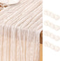 DeZerlor Ivory White Cheesecloth Table Runners 4 Pack Summer Boho Runners | by DeZerlor