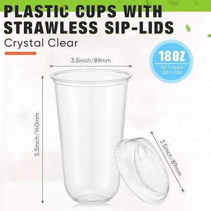 Ziliny 50 Sets Clear Plastic Coffee Cups - Image 3