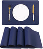 Faux Leather Placemats HeloHo Navy Blue Table Place Mats Set of 4 Waterproof Oilproof Heat Stain Resistant Washable Wipeable Placemat for Kitchen Dining Table Decoration Indoor Outdoor
