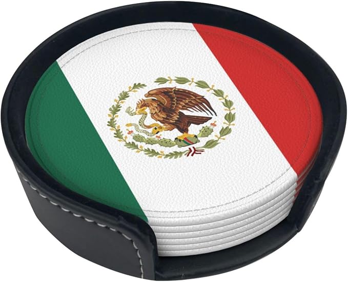 6 Pack Mexico Flag Leather Coaster - Image 2