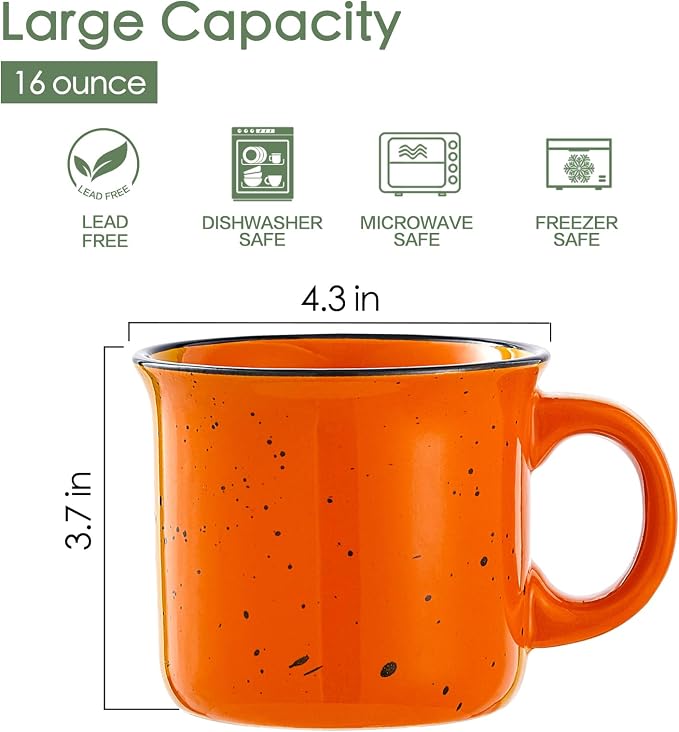 bestone Coffee Mugs Set of 4，16 oz Large Ceramic - Image 2