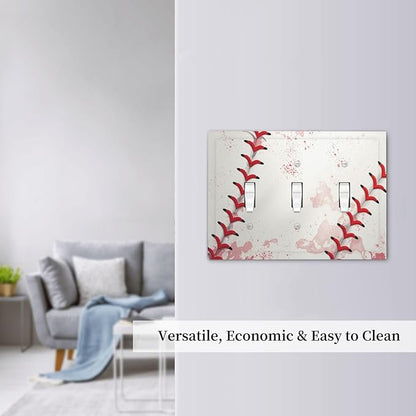Light Switch Cover Baseball Sports Ball Game 3 Gang Wall Plate Triple Light Switch Plate Toggle Decorative Outlet Covers Electrical Switchplate for Bathroom Bedroom Decor