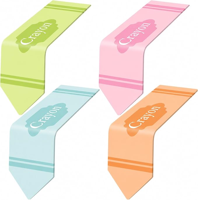 4 Pcs Pastel Crayon Table Runner 71 x 13 Inch Back to School Classroom - Image 7