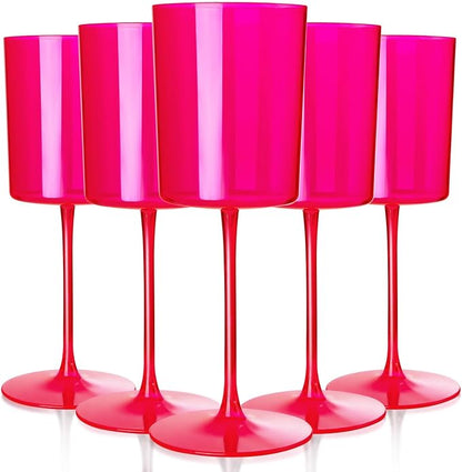 Ciaell 12 Pack Hot Pink Plastic Wine Glasses by Ciaell