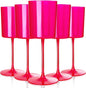 Ciaell 12 Pack Hot Pink Plastic Wine Glasses by Ciaell