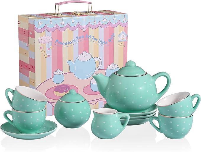 Sweejar Porcelain Tea Set for Little Girls, Kitchen Toys Tea Party Set for Kids by Sweejarco1949