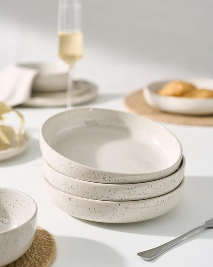 famiware Milkyway 33 oz Pasta Bowls Set of 6, Creamy White | Double Reactive - Image 5