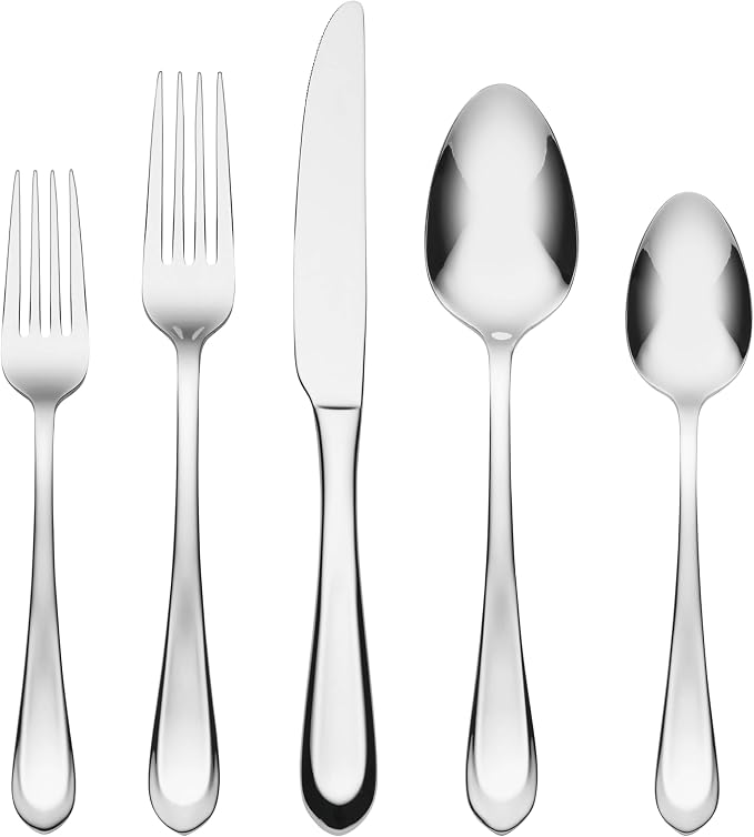 Hampton Forge Silverware Set, Alessi Mirror 20 Piece Everyday Flatware Set by HamptonForge