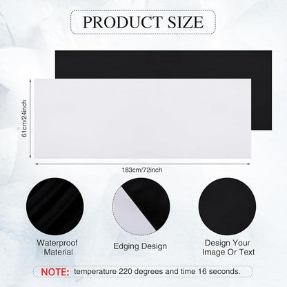 2 Pcs Black White Sublimation Table Runners Blanks 24 x 72 Inch Polyester Table - Image 2