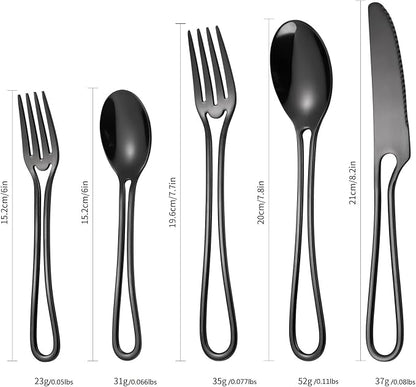 Black Silverware Hollow Flatware Set - Image 5