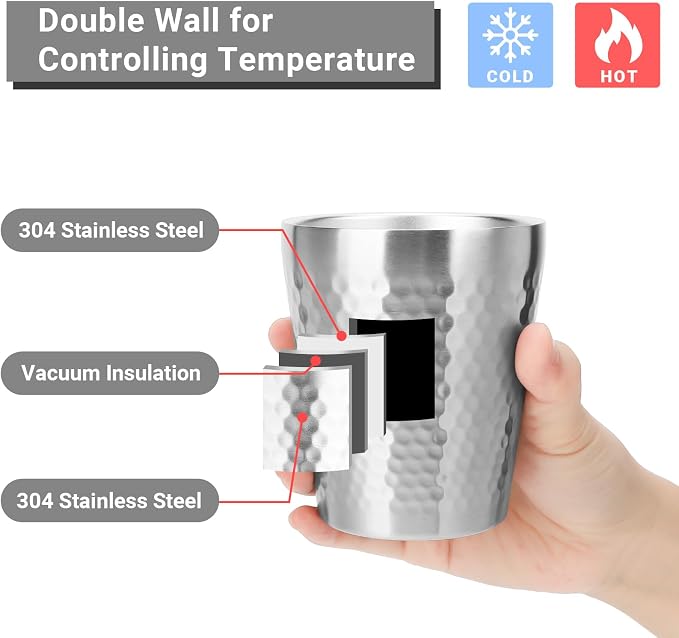 Stainless Steel Cups Double Wall, 10 oz Insulated Tumbler, 8 Pack Unbreakable - Image 3