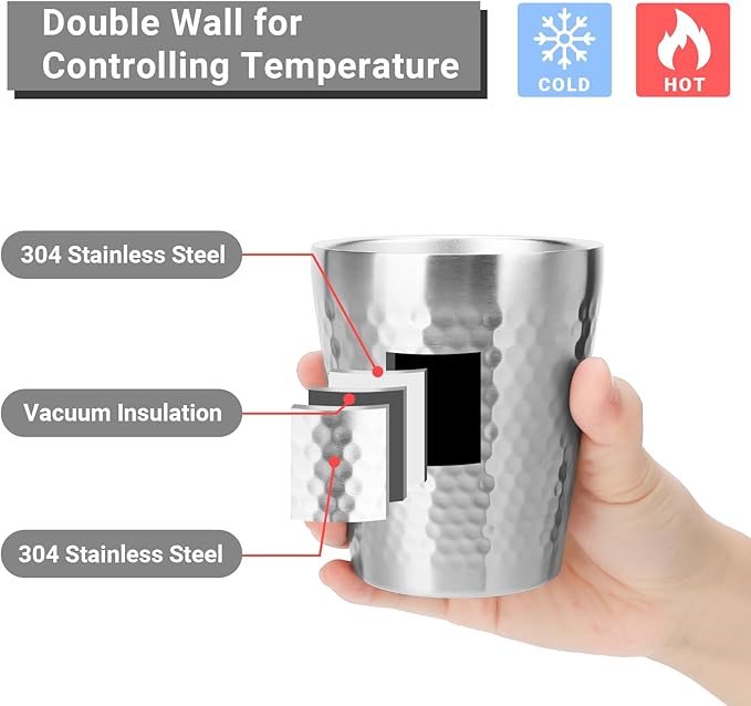 Stainless Steel Cups Double Wall, 10 oz Insulated Tumbler, 4 Pack Unbreakable - Image 3