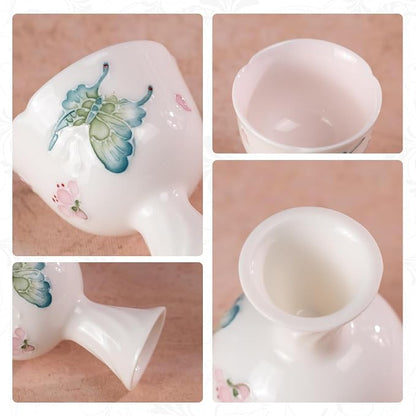 KAMMAK Tea Cup Set of 2 Small Tea Cups 1.4oz White Porcelain Tea Cup Set - Image 5