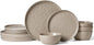Famiware Mars Plates and Bowls Set, 12 Pieces Dinnerware Sets, Dishes Set for 4, Cinnamon Brown