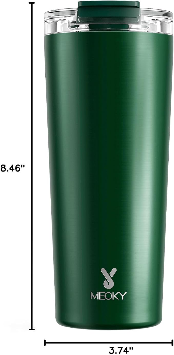 Meoky 24 oz Insulated Travel Coffee Mug: Leak Proof Lid, Evergreen | Stainless - Image 3