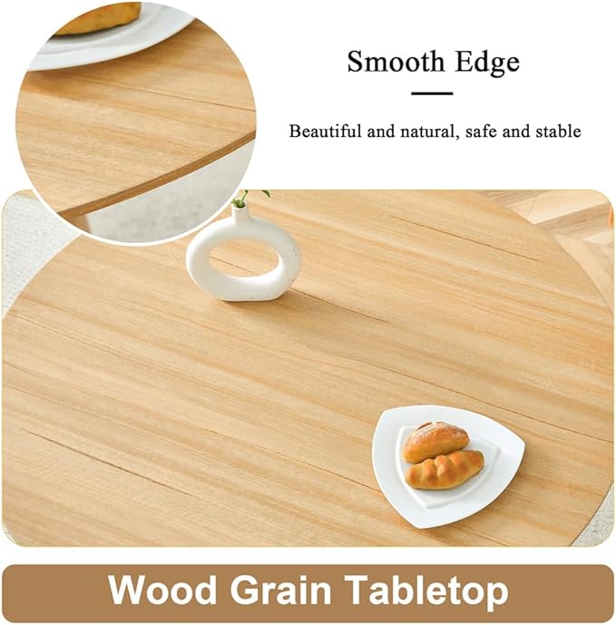 47'' Round Wood Dining Table Set for Kitchen - 7-Piece, Includes Chairs (Seats 6), Farmhouse Style