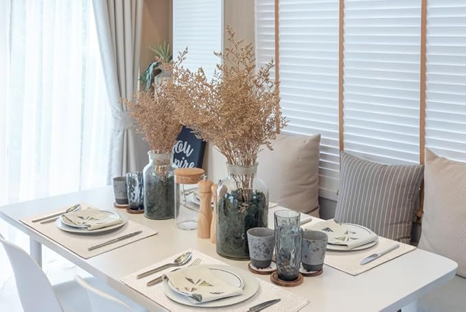 homing Cotton Linen Placemats Set of 6, Cloth Washable Farmhouse Dining Table Mats for Indoors & Outdoors, Easy to Clean, Neutral Beige, 13 x 19 Inch